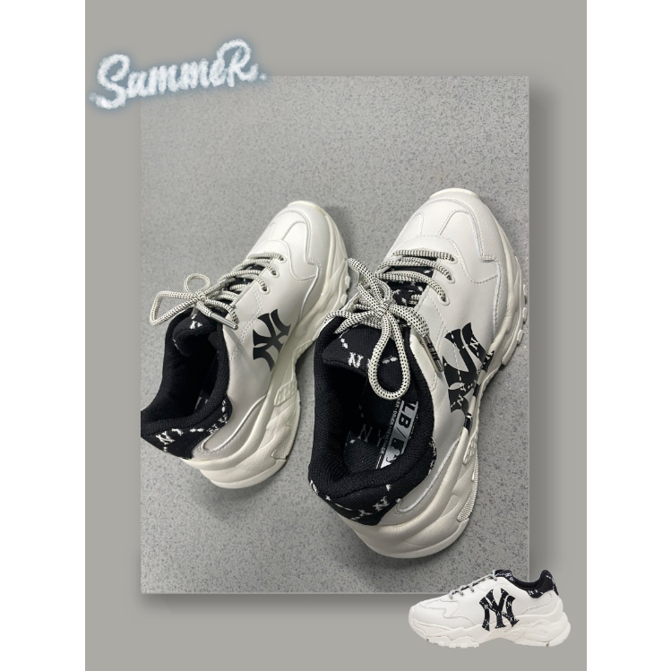 【ของแท้ 100%】MLB Chunky Dia Monogram รองเท้าผ้าใบ Unisex รุ่น  - สีดำ