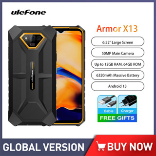 Ulefone Power Armor X13 Rugged Smartphone 6.52Inch 12GB+64GB 50MP 6320mAh Cell Phone Android 13 Dual 4G VoLTE NFC