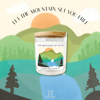 เทียนหอมอโรม่า 🌲 กลิ่น Let the mountain set 🪲 100 กรัม สกัดจากธรรมชาติแท้100% ปลอดภัย เทียนหอมสร้างบรรยากาศ กลิ่น OZONE