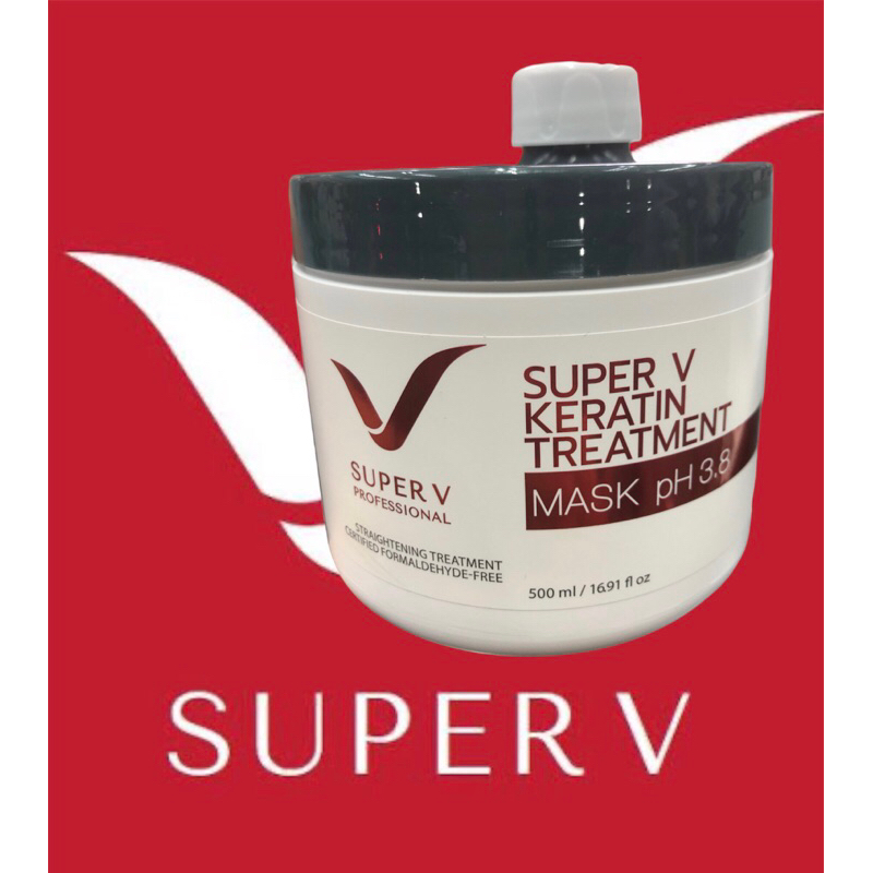 Super v (เเท้💯/ส่งไว)ซุปเปอร์วีเคราตินทรีทเม้นท์มาส์ก Mask pH3.8ผลิตภัณฑ์พอกเส้นผมชนิดล้างออก  ปริมาณ 500 มล.