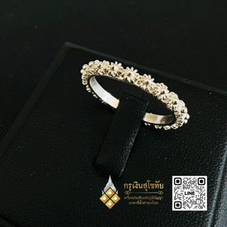 แหวนเงินแท้ 99.9% ดอกพิกุลรอบวง (งานขึ้นมือ ช่างศรีสัชนาลัย)