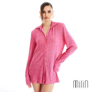 [MILIN] Eternity Oversized relaxed fit with slit cuffs shirt เสื้อเชิ๊ตผ้ากำมะหยี่ทรงโอเวอร์ไซส์เสริมแผ่นรองไหล่