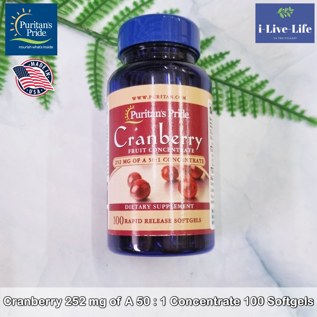 สารสกัดแครนเบอร์รี่เข้มข้น Cranberry Fruit  12,600 mg 100 Softgels - Puritan's Pride