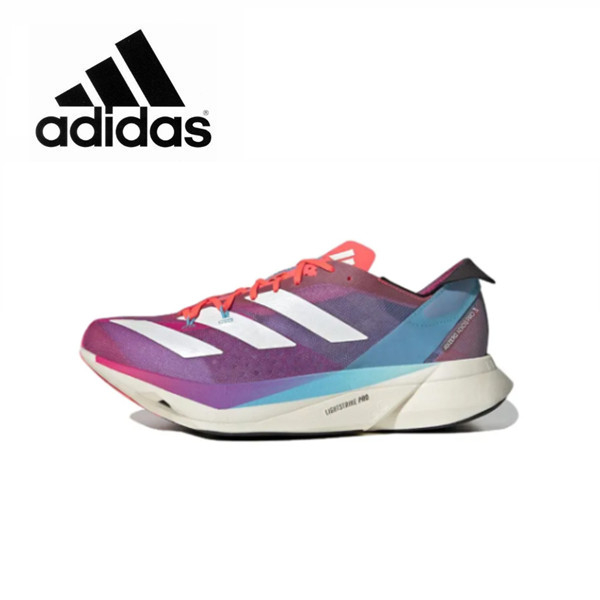 adidas Adizero Adios Pro3 Shock Absorbing anti-slip wear-resistant Low Top Running shoes Pink♥