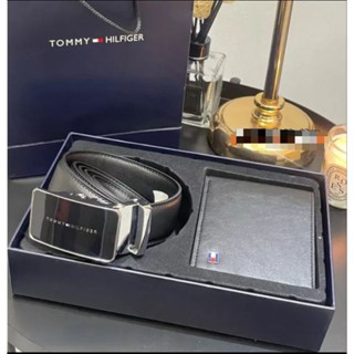 พร้อมส่ง💜 เข็มขัด หนัง ยาว125cm +กระเป๋าสตางค์ Tommy Hilfiger หนังวัวแท้