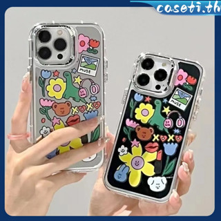 คูปองเคลม🎀เคสไอโ case for iphone 11 12 การ์ตูนไดโนเสาร์ดอกไม้สวยงามเต็มจอ เคส 14 13 12 11 pro max ป้องกันการตก