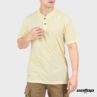 GALLOP : เสื้อยืดคอกระดุม T-SHIRT (Henley neck) รุ่น GT9130 สี Pastel yellow - เหลือง / ราคาปรกติ 790.-