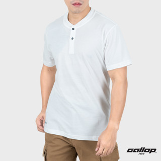 GALLOP : เสื้อยืดคอกระดุม T-SHIRT (Henley neck) รุ่น GT9130 สี Off White - ขาว / ราคาปรกติ 790.-