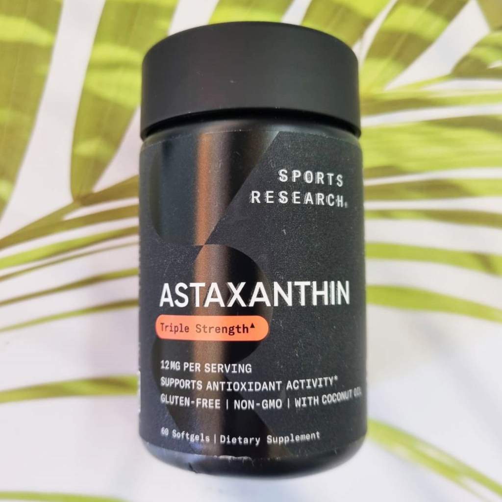 สาหร่ายแดง แอสต้าแซนธิน Astaxanthin Triple Strength 12 mg 60 Veggie Softgels (Sports Research®)