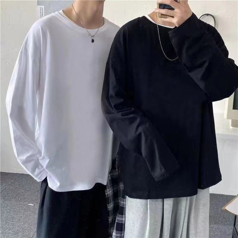 เสื้อทหารเสื้อยืด คอกลม สีดำ แบบมีรองบ่า รองศอก แขนยาว