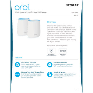 NETGEAR- RBK20 AC2200 Tri-band WiFi System