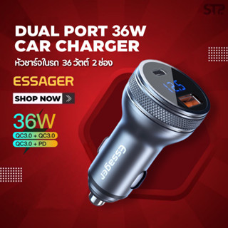 ESSAGER หัวชาร์จในรถ PD+QC Super Charge 3ุ6W QC3.0 ชาร์จเร็ว Car Charger