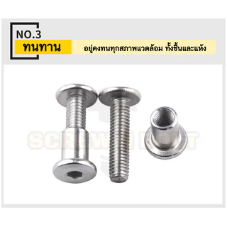 (ยกชุด) น็อต สกรู หัวกลมแบน งานเฟอร์ฯ+ตัวเมีย สแตนเลส 304 เกลียวมิล M8 M10 / (Set) Round Flat Hex