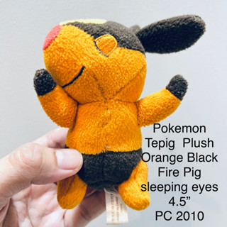 #ตุ๊กตา #โปเกม่อน Pokemon Tepig  Plush Orange Black Fire Pig sleeping eyes ขนาด4.5” #Pokemon #Center 2010 #Plush #Stuff