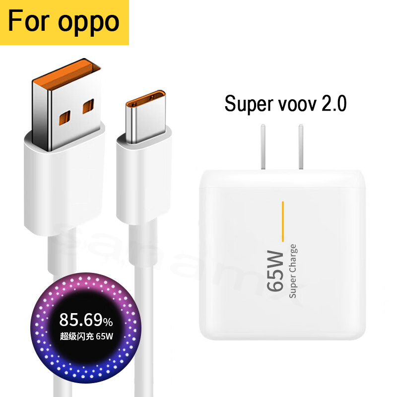 ชุดชาร์จ 65w สำหรับ สายชาร์จ oppo Type c 65w หัวชาร์จ oppo 65w super fast charge สำหรับ Realme reon 1เมตร 2เมตร 6.5a
