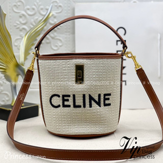 CELINE BUCKET 16 BAG วัสดุ Textile Canvas &amp; CalfSkin ดีไซน์ทรง Bucket ขนาดเล็กน่ารักกำลังดี เนื้อหนาแข็งแรง