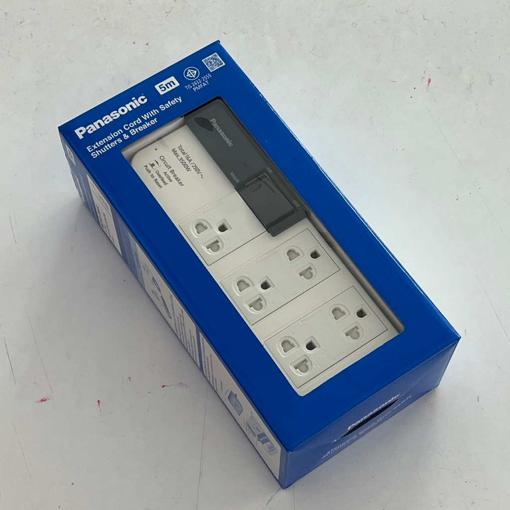 (ออกใบกำกับภาษีไม่ได้) Panasonic ปลั๊กพ่วง 5 ช่อง พร้อมสวิตช์ รุ่น WCHG 28352, WCHG 28552, WCHG 281052 สายยาว3ม.,5ม.10ม. - รูปที่ 3