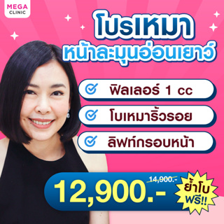 [E-voucher] โปรเหมาหน้าละมุนอ่อนเยาว์ ฟิลเลอร์ 1 cc โบท็อก 2 บริเวณ MEGA CLINIC เมกะคลินิก