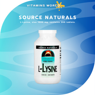 ไซค์ใหญ่สุด 200 เม็ด !!! Source Naturals, L-Lysine, size 1000 mg, contains 200 tablets. (V.324)