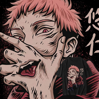 Jujutsu Kaisen เสื้อยืด Ryomen Sukuna พิมพ์ผ้าฝ้ายฤดูร้อนแขนสั้นบุคลิกภาพน้ำ