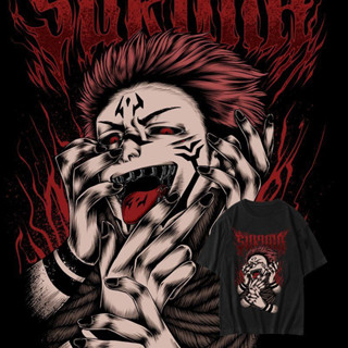 เสื้อยืดลายอนิเมะ Jujutsu Kaisen Ryomen Sukuna ผ้าฝ้ายพิมพ์ลาย เสื้อแขนสั้น  ถนนสูง ซีรีย์ Diablo