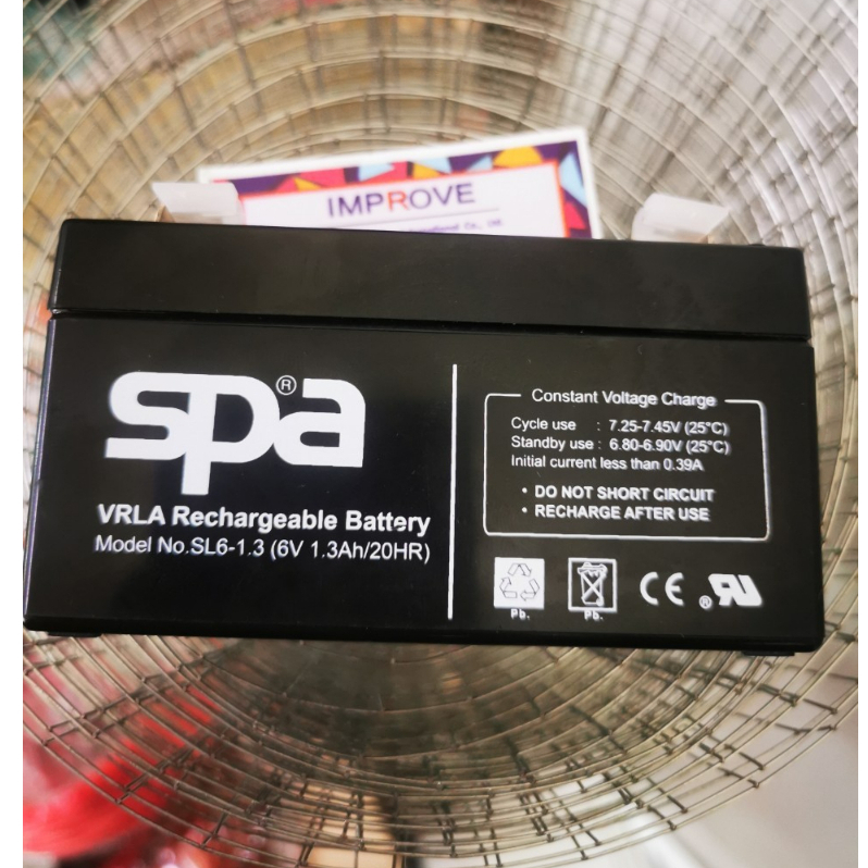 SPA SL6-1.3 (6V 1.3AH)แบตเตอรี่รถไฟฟ้าเด็ก แบตเตอรี่โซล่าเซลล์ UPS Battery แบตเตอรี่แห้ง สำรองไฟ SPA แบตแห้ง ไฟฉุกเฉิน-