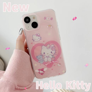 😍👉🏼NEW👈🏼😍เคสไอโฟน11 เคสกันกระแทก Case iPhone 14 13 12 Pro Max hello kitty สีชมพู เคส for iPhone 13