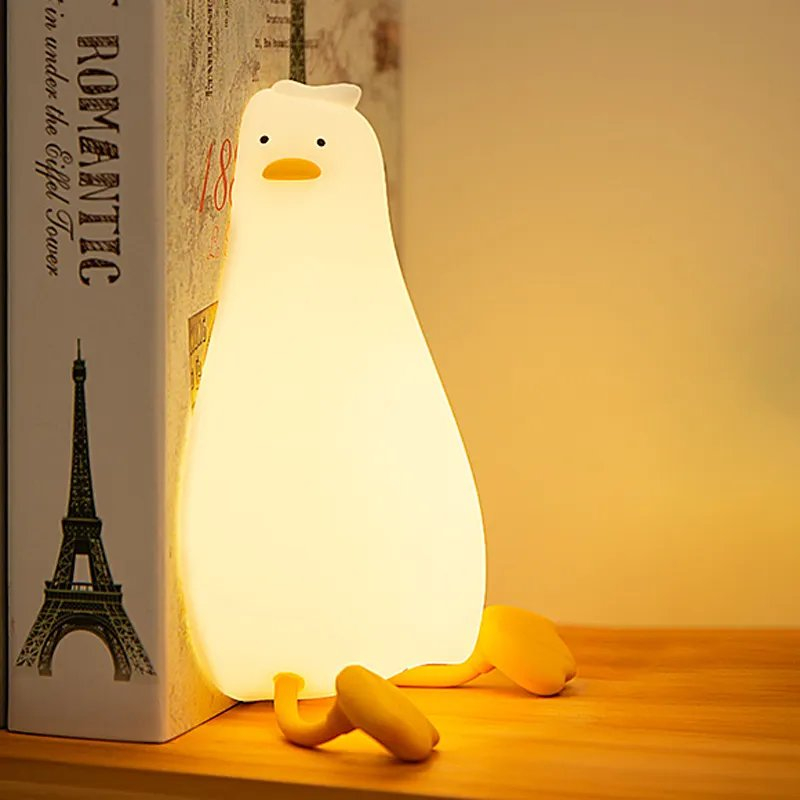 Goose Hours โคมไฟตั้งโต๊ะ หัวเตียง อ่านหนังสือ ไฟสีเหลืองวอร์มไวท์ ปรับระดับไฟได้ 3 ระดับ โดยการตบตูดน้องเป็ด ไร้สาย รูปที่ 7
