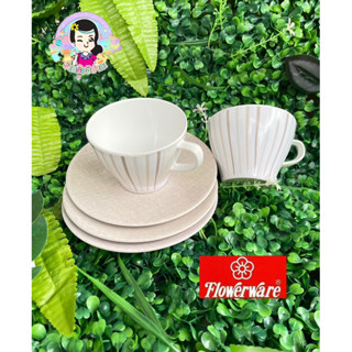 ชุดแก้วกาแฟพร้อมจานรอง 6 นิ้ว ลาย Home Basic 2009  Flowerware ในเคลือศรีไทยซุปเปอร์แวร์ เมลามีนแท้ #ร้านรุ้งจิปาถะ