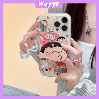 💖จัดส่ง24ชม💖iPhone 14 13 12 11 Pro Max เคส for เคสไอโฟน11 แฟชั่น บางเบาพกพาง่าย น่ารัก เครยอนชินจัง พร้อมขาตั้ง Case