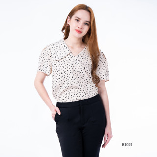 AMILA Blouse AM-B1029 พีชสกิน แขนสั้น IGPU23-4