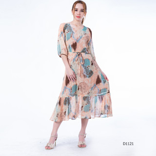 AMILA Dress AM-D1121 ชิฟฟอนปริ้นท์ แขนยาว IGPU23-4