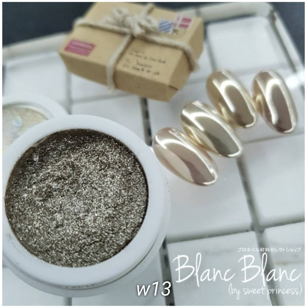 Blanc Blanc #W13 ผงขัดเล็บแบบกระปุก0.3g. สีพื้นแตกต่างกันจะให้effectต่างกัน Nail Mirror Powderของแท้จากเกาหลี พร้อมส่ง
