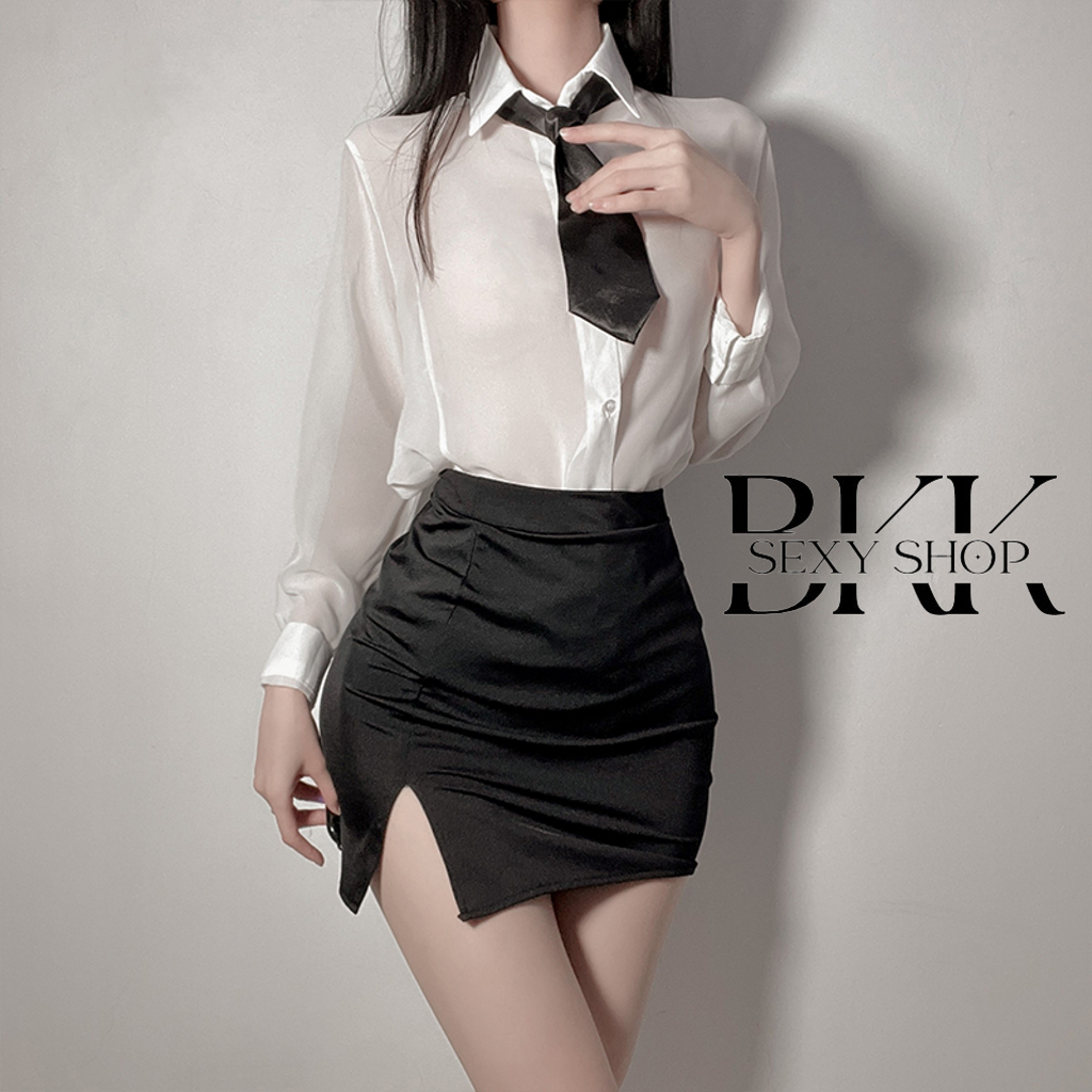 ชุดคอสเพลย์ ชุดเลขาสาว 🩷แพคเกจใหม่ 💗มีไซต์ตั้งแต่ M-2XL 80kg   พร้อมเนคไทและจีสตริงเข้าเซ็ต   B-343
