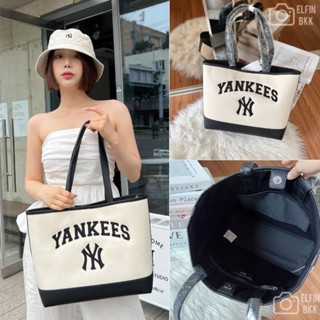 💥สีใหม่💥 แท้ 💯 MLB Monogram/ Canvas Tote bag NY กระเป๋าสะพาย กระเป๋าผ้าแคนวาส สีขาว สีดำ สีน้ำตาล สีครีม สีเบจ สีเทา