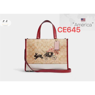 F.A ว่าแท้100% coach แท้  Color Matching Bunny Cart Printing Tote Bag Large Womens Bag กระเป๋าสะพาย CF645