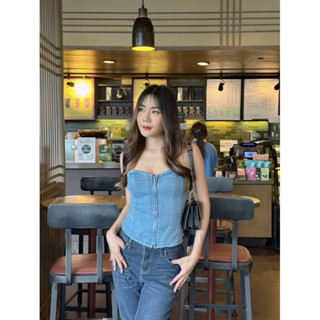 x2x2style jeans top เสื้อยีนส์เกาะอกno.s160