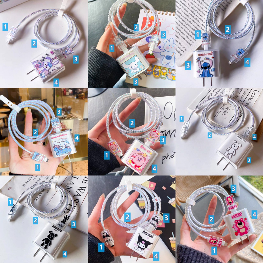 อุปกรณ์ตกเเต่งสายชาร์จ พร้อมส่งสินค้า ชุดถนอมสาย ชุดพันสายลายการ์ตูน สำหรับไอโฟน ขนาด  18w 20w ส่งสินค้าจากไทย
