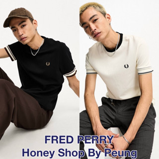 [ของแท้ พร้อมส่งในไทย] Fred Perry Bold Tipped Pique T Shirt Col : Black และ Ecru (AW23 รุ่นใหม่ ตัวเสื้อเป็นผ้า Pique แบ