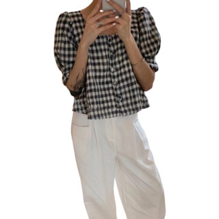 AIKO CROP PLAID เสื้อลายสก๊อตครอปไอโกะ