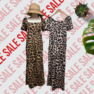 MM13568 จั๊มสูทยาวคอเหลี่ยมลายเสือ Long jumpsuit with square neckline in tiger print