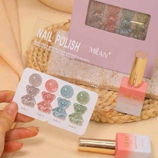 เซ็ตสีเจล Milan 4สี (แถมชาร์ทสี) สีกลิตเตอร์แฟลช