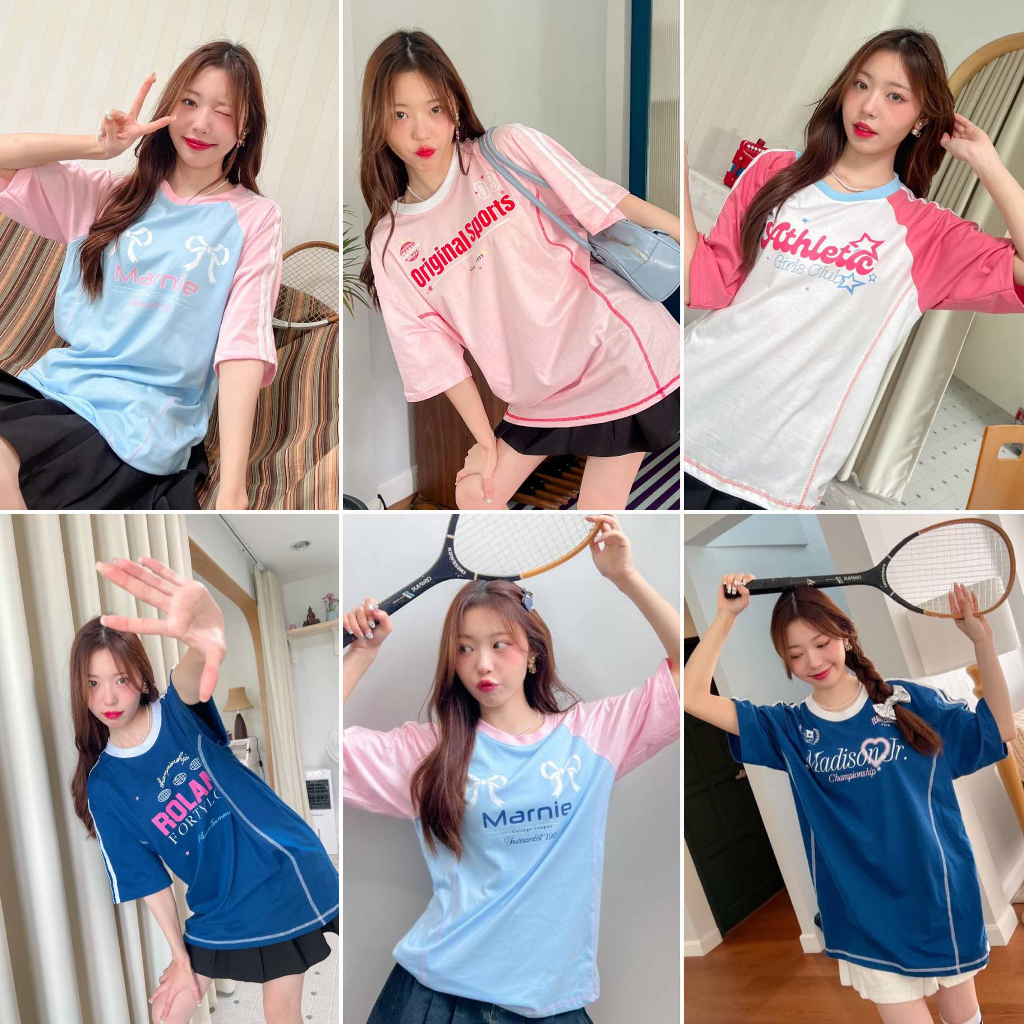 ลด30-50% กดในLive,Video มีอก42-44 พร้อมส่ง เสื้อยืดทูโทน  Sport Girl งานโอเวอไซน์ Dream Big tshirt น่ารัก สาวอวบใส่ได้