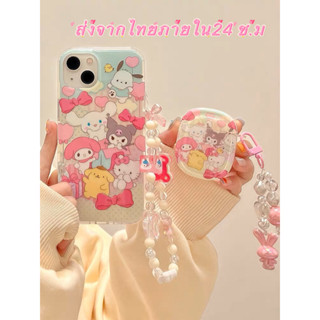 🖤ส่งจากไทยใน24ชม.🖤เคสไอโฟน 14 13 12 11 Pro Max เคส iPhone 11 การ์ตูน Sanrio สร้อยข้อมือ พกง่ายๆ การป้องกันการตก Case