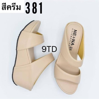 รองเท้าเสริมส้น ส้นตึก คาดหน้าสองระดับ พื้นนุ่มใส่สบาย      381