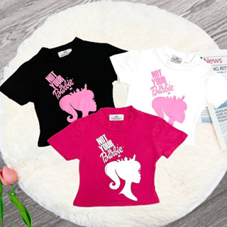 💓mayylody💓 เสื้อครอป แขนสั้น สกรีนลาย barbie สุดฮิต ผ้ายืดหยุ่นใส่สบายสุดๆๆจร้า💓💓💓 เสื้อยืด เสื้อบาร์บี้ ครอปท็อป ครอป