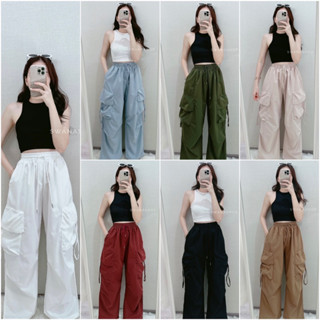 “ Cargo pants “ (รูดเอวสมอค)〰️⭐️🍋🌷 กางเกงคาร์โก้ - Swanashop