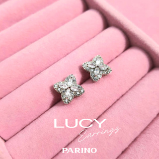 Lucy Earrings เหมาะสำหรับผิวแพ้ง่าย ต่างหูเพชร CZ (ฟรีกล่องต่างหู) ต่างหูแป้น ตัวเรือนเงิน #ต่างหูออกงาน