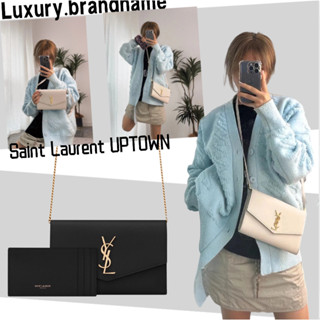 แซงต์โลรองต์ Saint Laurent UPTOWN กระเป๋าสตางค์โซ่หนังลายนูนลายนูน / กระเป๋าสุภาพสตรี / กระเป๋าสะพายข้าง / พร้อมที่ใส่บั