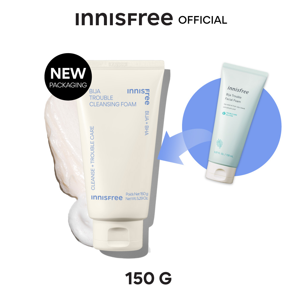 Innisfree Bija trouble facial Foam 150 ml. อินนิสฟรี บีจา โฟม 150 มล.โฟมล้างหน้าสำหรับปัญหาสิวและผิว